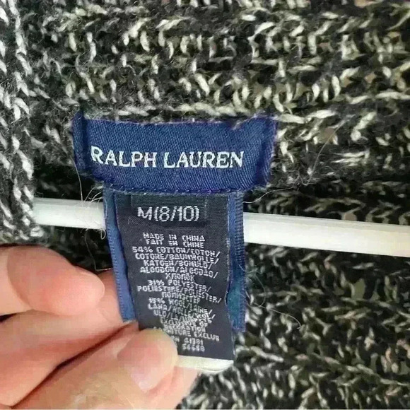 Girls Ralph Lauren Cable Knit Open Front Shawl Collar Cropped Cardigan 8/10 Med - Picture 4 of 10